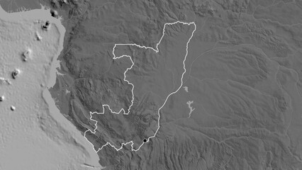 Shape of Republic of the Congo. Outlined. Bilevel. © zelwanka