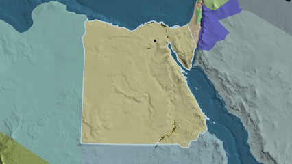 Shape of Egypt. Outlined. Administrative.