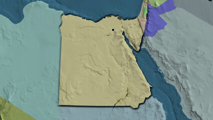 Shape of Egypt. Bevelled. Administrative.