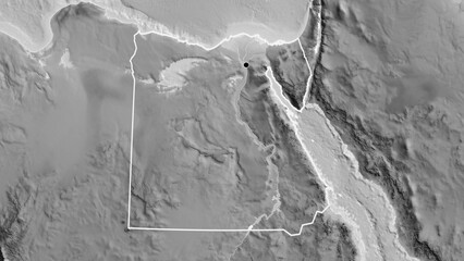 Shape of Egypt. Outlined. Grayscale. © zelwanka