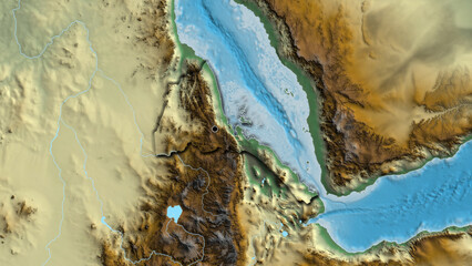 Shape of Eritrea. Bevelled. Relief. © zelwanka