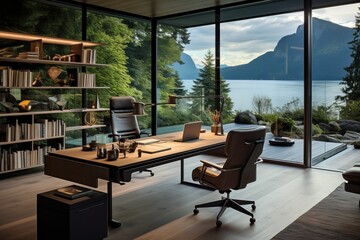 Contemporary And Elegant Home Office, Generative AI