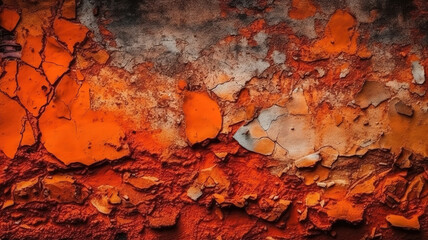 Red orange grunge background and Toned concrete texture. Generative Ai