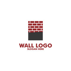 Modern Flat Brick Wall logo, Brick Wall simple modern logo template