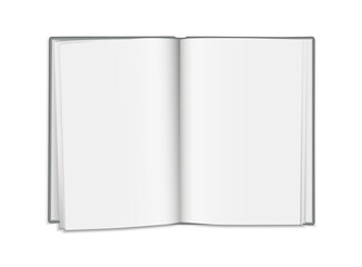 Realistic open blank book isolated on transparent background