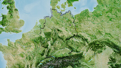 Shape of Germany. Bevelled. Satellite. © zelwanka