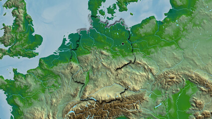 Shape of Germany. Bevelled. Physical. © zelwanka