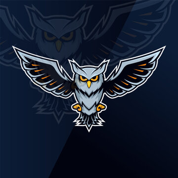 Owl mascot logo gaming vector illustration