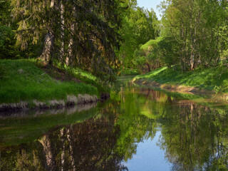 Obraz premium Haukkavuori Nature Reserve on banks of Kerava River in Finland.