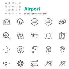 set of airport icons, flight, plane