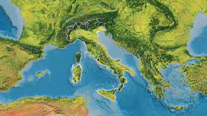 Fototapeta na wymiar Shape of Italy with regional borders. Topographic.