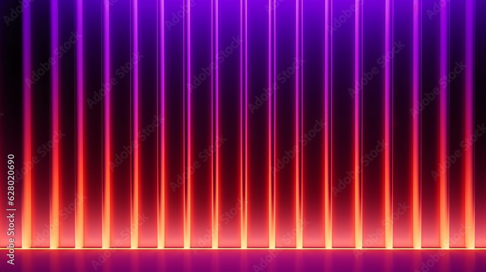 Poster generative ai : glowing orange and bright purple neon lines abstract technology background. futurist