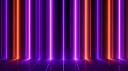 Generative AI : Glowing Orange and Bright Purple neon lines abstract technology background. Futuristic glowing vector design