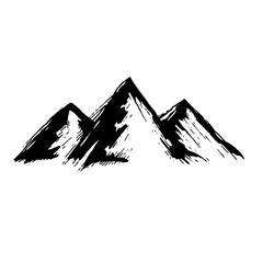 Mountains peak hand drawn sign vector art sketch style