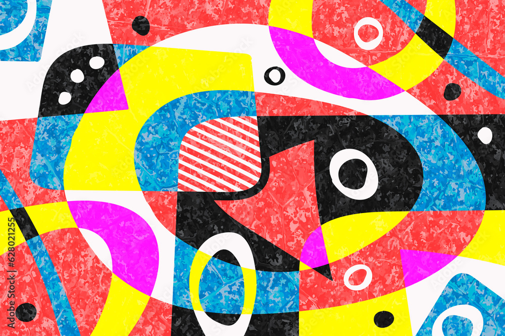 Poster modern contemporary trendy illustration. abstract hand drawn background with different color geometr