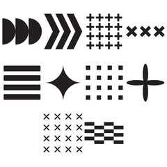 Geometric shape element set of black and white flags