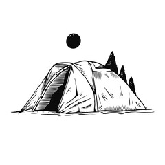 Drawing camping tent sketch style © Oktyabr