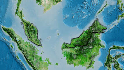 Shape of Malaysia. Bevelled. Satellite.