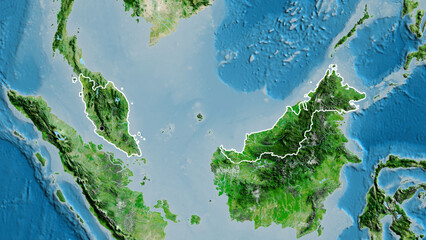 Shape of Malaysia. Outlined. Satellite.