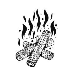 Camp bonfire burn sketch style vector illustration