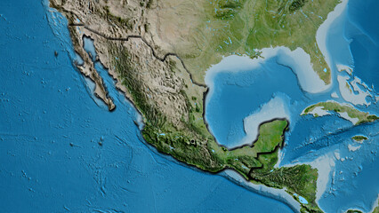 Shape of Mexico. Bevelled. Satellite.