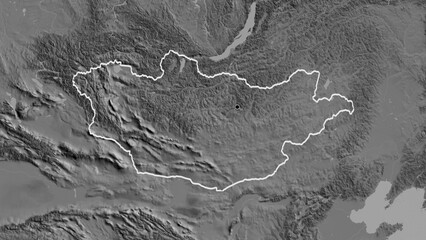 Shape of Mongolia. Outlined. Bilevel. © zelwanka
