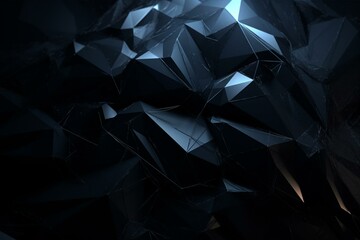 A polygonal wallpaper with a glossy finish in dark shades. Generative AI