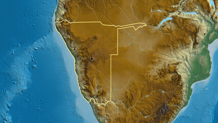 Shape of Namibia. Outlined. Relief. © zelwanka