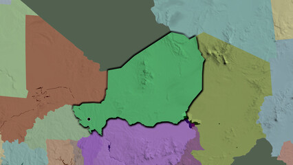 Shape of Niger. Bevelled. Administrative.