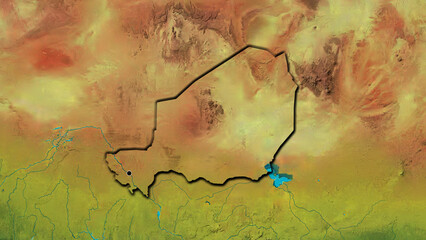 Shape of Niger. Bevelled. Topographic.