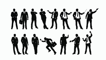 businessman black and white silhouette in set