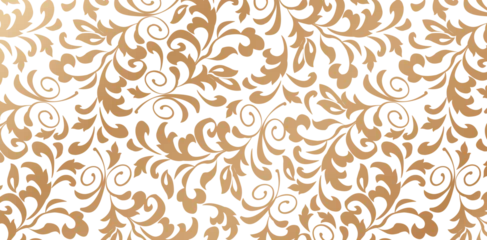Foto op Canvas Vector illustration Florals ornament golden color Seamlessly pattern in the style of Baroque for Fashionable modern wallpaper or textile, book cover, Digital interfaces, print design template material © DJOE n REIZ