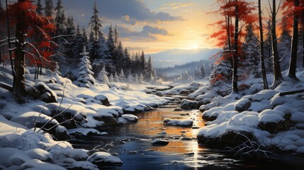 winter season 22 December to 22 March Style Papercut Vecto Generative AI