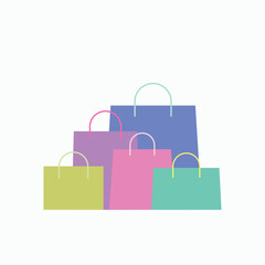 various color shopping paper bag on white