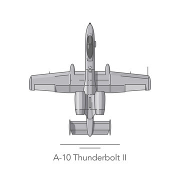 A-10 Thunderbolt II outline colorful icon. Isolated plane on white background. Vector illustration
