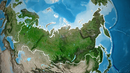 Shape of Russia. Outlined. Satellite.