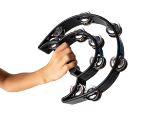 Bambino suona uno strumento musicale con sonagli