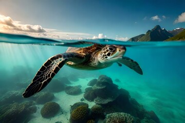 Fototapeta na wymiar sea turtle in the sea