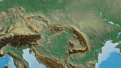 Shape of Slovakia. Outlined. Relief.