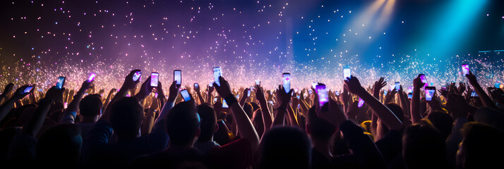 A crowd of people at a live event concert or party