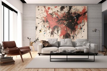 abstract art on a clean white wall in a room