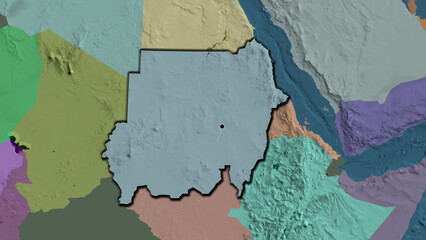 Shape of Sudan. Bevelled. Administrative.