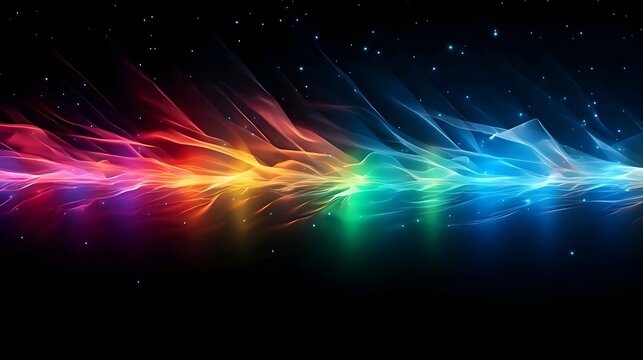 Colorful lightning spectrum lights with black background. 8k resolution. Best for wide banner, poster, header website, social media, editing video, background presentation, promotion and more