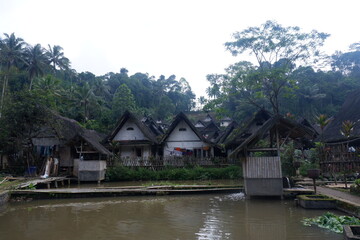 Fototapeta na wymiar A view of the traditional village of Kampung Naga in Tasik Malaya, West Java