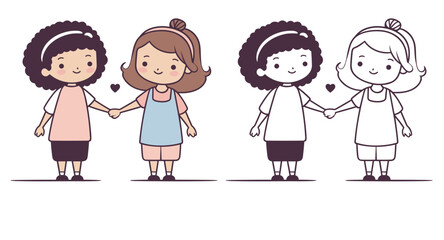 Happy Friendship Day and Best Friends Forever concept two cute cartoon kids