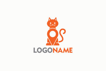 Logo Design of a cat shaped like a locator symbol - Cat Logo Design Template