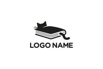 Logo Design of a cat shaped like a book - Cat Logo Design Template