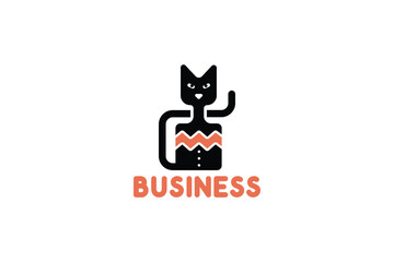 Logo Design of a cat shaped like a  - Cat Logo Design Template