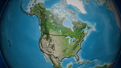 Shape of United States of America. Bevelled. Satellite.