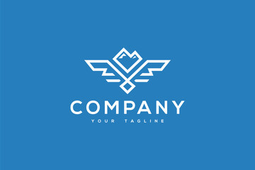 Logo Design of an Eagle or Hawk shaped like a mountain - Bird Logo Design Template